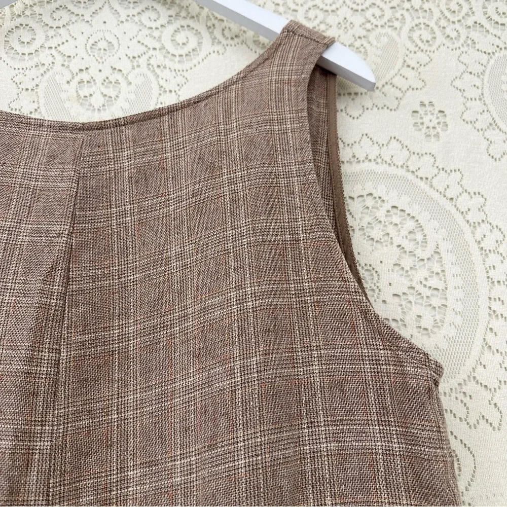 Reformation Cade Sleeveless Plaid Jumpsuit